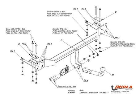 Фаркоп Imiola для Chevrolet Lacetti седан (2005-2013) № CH.008