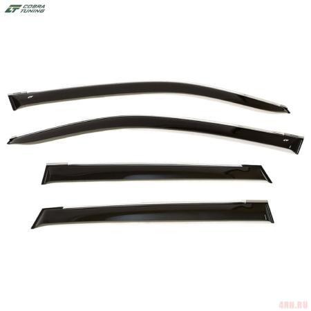 Дефлекторы боковых окон для Suzuki Vitara (2015-2025) с хромированным молдингом № S52115CR