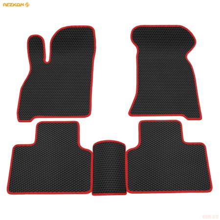 Коврики салона EVA соты резиновые для Lada (ВАЗ) 2110/2111/2112 с красным кантом № 9139050104