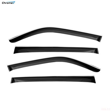 Дефлекторы окон для Toyota Land Cruiser 300 (2021-2025) с хромированным молдингом № CHROMEX.63048
