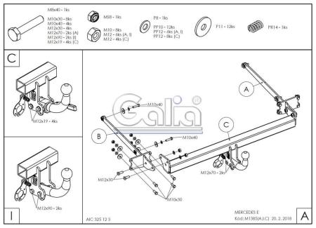 Фаркоп Galia для Mercedes E-Class седан (2009-2016) съемное крепление шара № M138C