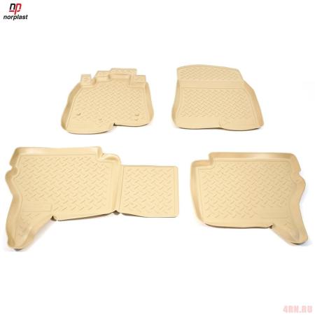 Коврики салона Norplast бежевые для Mitsubishi Pajero 4 (2006-2021) № NPL-Po-59-48-B