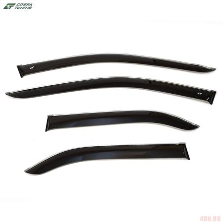 Дефлекторы окон широкие для Toyota Camry (2011-2017) с хромированным молдингом № TE25811CR