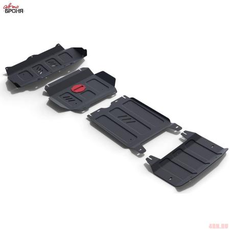 Комплект защит: радиатора, картера, КПП и РК для Toyota Fortuner 4WD (2015-2025) № K111.05770.1