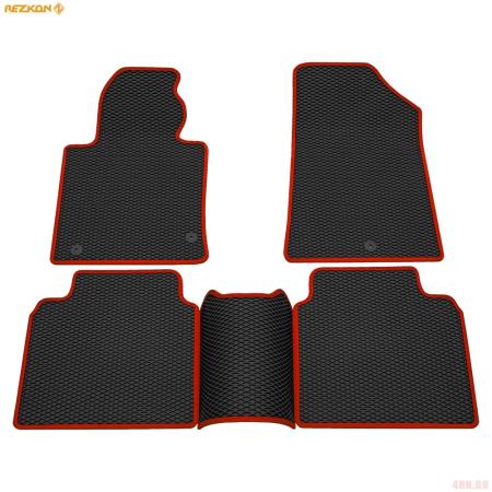 Коврики салона EVA резиновые для Kia Optima (2016-2020) с красным кантом № 9021015204