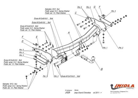 Фаркоп Imiola для для Jeep Grand Cherokee WK2 (2010-2021) № J.029