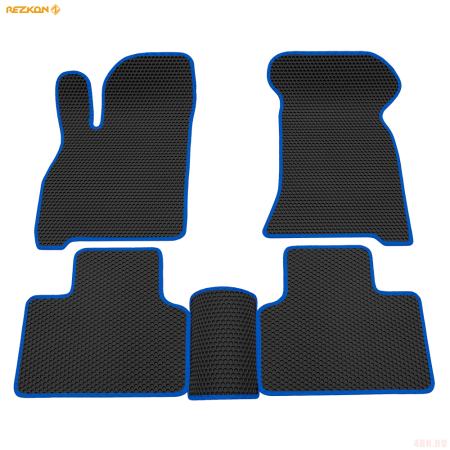Коврики салона EVA соты резиновые для Lada (ВАЗ) 2110/2111/2112 с синим кантом № 9139050103