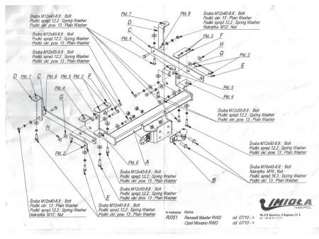 Фаркоп Imiola для Renault Master задний привод (2010-2021) фланцевое крепление № R.051