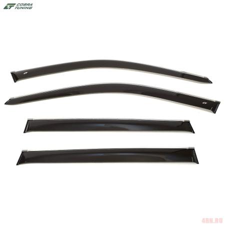 Дефлекторы боковых окон для Honda Pilot (2016-2022) широкие с хромированным молдингом № HE15215CR