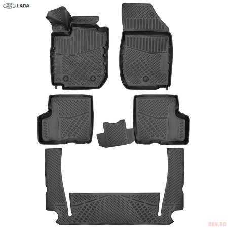 Коврики салона оригинальные для Lada (ВАЗ) Largus Cross FL (2021-2025) 7 мест. № 8460055291