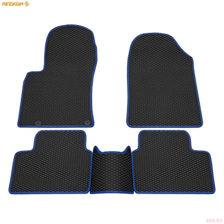 Коврики салона Rezkon EVA резиновые для Kia Ceed (2018-2025) с синим кантом № 9021005303