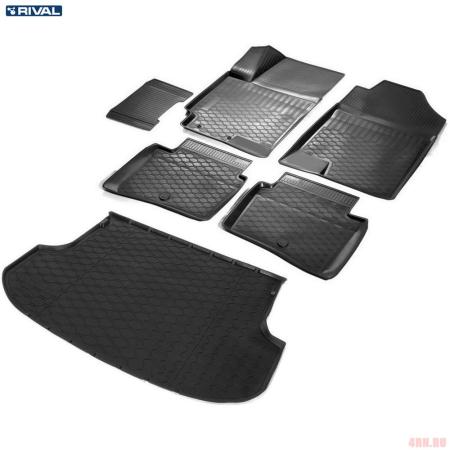 Комплект ковриков салона и багажника для Kia Rio хэтчбек X-line (2017-2023) № K12305007-9