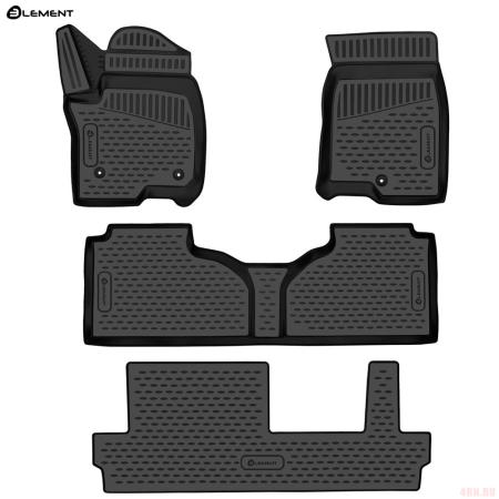 Коврики 3D салона для Chevrolet Tahoe (2021-2025) цельное сид. 2 ряда, 4 шт. № ELEMENT3DAN0025210k