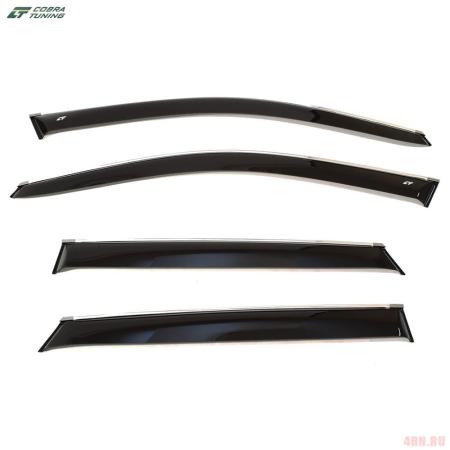 Дефлекторы окон Cobra для Mercedes GLC-Class (X253) (2016-2022) широкие, с хромированным молдингом № ME34515CR