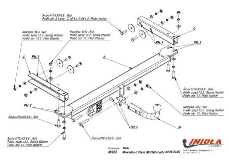 Фаркоп Imiola для Mercedes E-Class (S210) универсал (1996-2002) № M.023