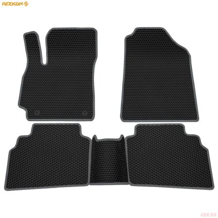 Коврики салона EVA соты резиновые для Kia Seltos (2020-2025) с серым кантом № 9121050102