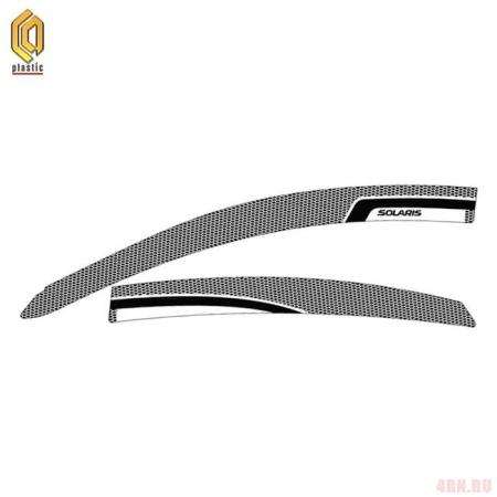Дефлекторы окон серия "Art" белые для Hyundai Solaris седан (2014-2016) № 2010031409930