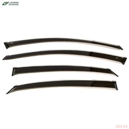 Дефлекторы окон для Lada (ВАЗ) Vesta (2015-2025) с хромированным молдингом № V0052CR
