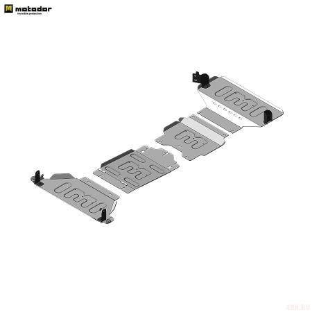 Защита переднего дифференциала, картера, КПП, радиатора и раздаточной коробки для Dodge Ram 1500 (2018-2025) (без системы активного спойлера) № 32909