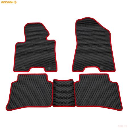Коврики салона EVA соты резиновые для Hyundai Tucson (2015-2020) с красным кантом № 9120060204