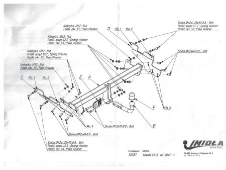 Фаркоп Imiola для Mazda CX-5 (2017-2024) твердое крепление № X.031