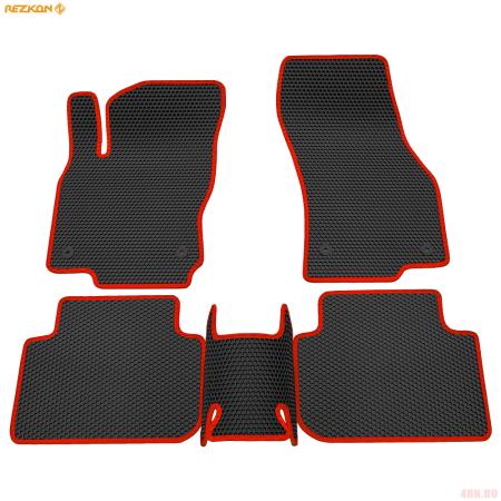 Коврики салона EVA соты резиновые для Skoda Karoq (2020-2025) с красным кантом № 9130035104