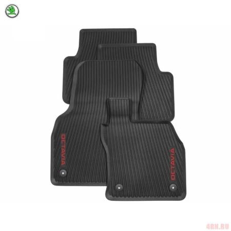 Коврики салона оригинальные с красной надписью для Skoda Octavia А8 (2020-2025) № 5E4061500B