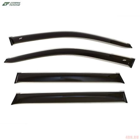 Дефлекторы боковых окон для Changan CS35 (2013-2022) широкие с хромированным молдингом № CE60112CR