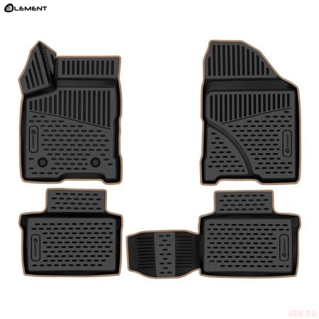 Коврики салона 3D для Lada (ВАЗ) Vesta (2022-2025) с бежевым кантом № KANT.ELEMEN3DA6732121.bg