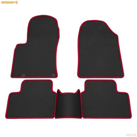 Коврики салона Rezkon EVA резиновые для Kia Ceed (2018-2025) с красным кантом № 9021005304