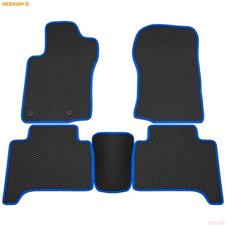 Коврики салона EVA ромб резиновые для Toyota Land Cruiser Prado 150 (2017-2025) с синим кантом № 9034030303
