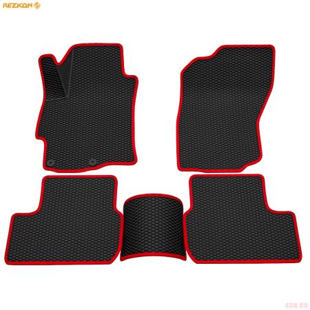 Коврики салона 3D EVA Ромб резиновые для Mitsubishi Lancer 10 (2007-2015) с красным кантом № 9224010204