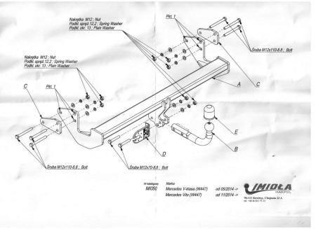 Фаркоп Imiola для Mercedes V-Class (W447) (2014-2024) № M.050