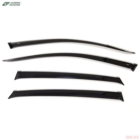 Дефлекторы боковых окон для Renault Arkana (2019-2025) с хромированным молдингом № R14619CR