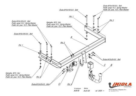 Фаркоп Imiola быстросъемный для Audi Q5 (2008-2016) № A.A16