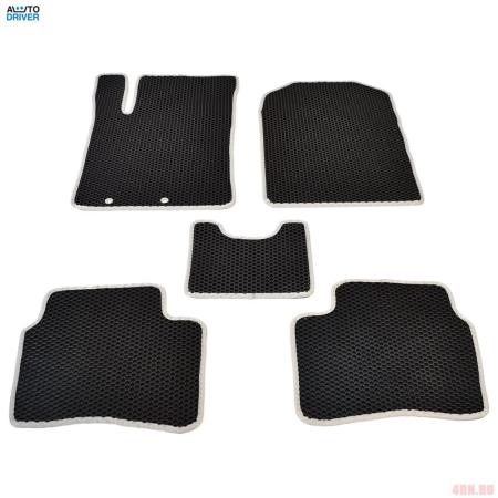 Коврики салона резиновые EVA для Hyundai Solaris (2017-2022) соты с серым кантом № EVAS.0273.04