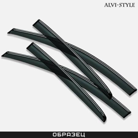 Дефлекторы окон Alvi-Style для Toyota RAV4 (2019-2025) (с надписью RAV4) с нержавеющим молдингом № ORG-011