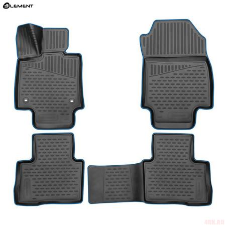 Коврики салона 3D для Toyota RAV4 (2019-2025) с синим кантом № KANT.ELEM3D02259210k.bl