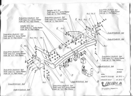 Фаркоп Imiola быстросъемный для Infiniti EX 30/37 (2011-2014) № N.A50