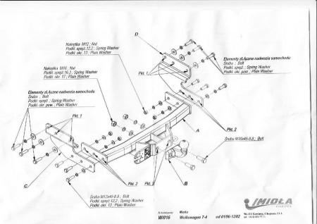 Фаркоп Imiola усиленный для Volkswagen T4 (1996-2002) № W.016