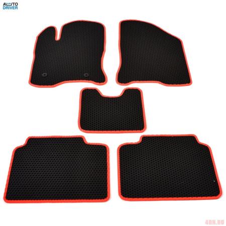 Коврики салона резиновые EVA для Lada (ВАЗ) Vesta (2015-2025) соты с красным кантом № EVAS.0747.02