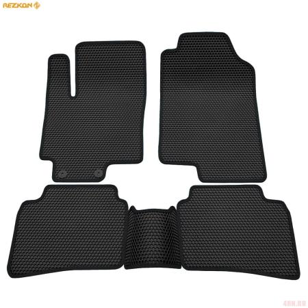 Коврики салона Rezkon EVA cоты резиновые для Kia Rio (2017-2023) с черным кантом № 9121020301