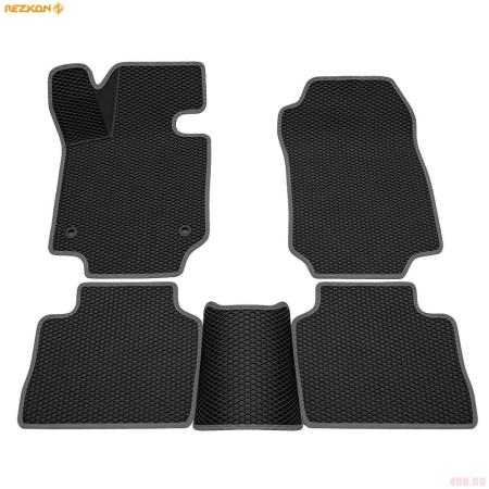 Коврики салона 3D EVA ромб резиновые для Toyota RAV4 (2019-2025) с серым кантом № 9234035302