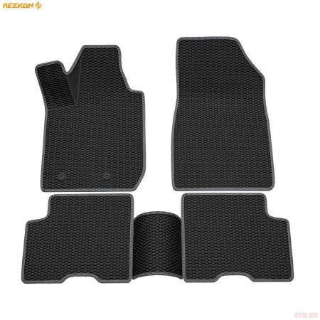 Коврики салона 3D EVA ромб резиновые для Renault Arkana (2019-2025) с серым кантом № 9229040102