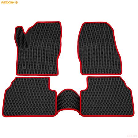Коврики салона 3D EVA ромб резиновые для Ford Kuga (2013-2019) с красным кантом № 9216020104