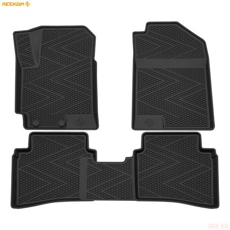 Коврики салона резиновые Ячеистый Ромб для Kia Rio (2017-2023)  № 1221020300