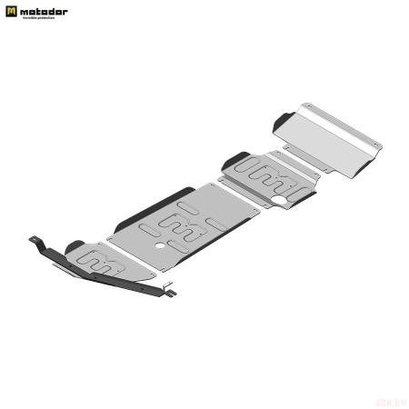 Защита переднего дифференциала, картера, КПП, радиатора и раздаточной коробки для Toyota Sequoia 4WD (2022-2025) № 32529