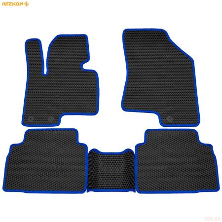 Коврики салона EVA соты резиновые для Hyundai ix35 (2010-2015) с синим кантом № 9120040103