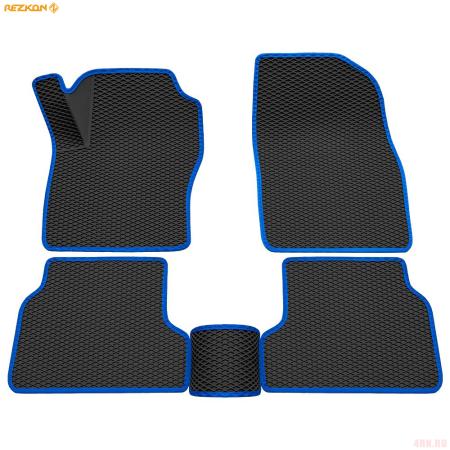 Коврики салона 3D EVA Ромб резиновые для Ford Focus 2 (2008-2011) с синим кантом № 9216010103