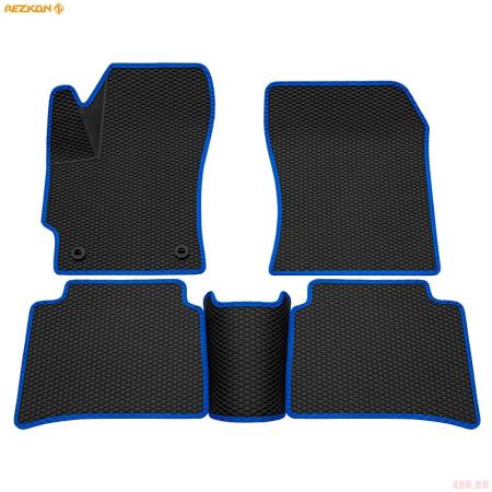 Коврики салона 3D EVA ромб резиновые для Toyota Corolla (2019-2025) с синим кантом № 9234015303